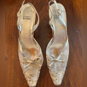 Stuart Weitzman Women's Silver Floral Heels